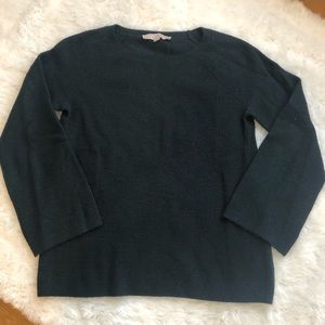 LOFT Green Crewneck Bell Sleeve Sweater